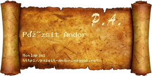 Pázsit Andor névjegykártya