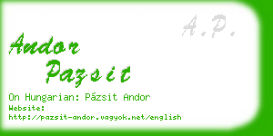 andor pazsit business card